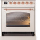 Ilve UPI304NMPAWP Nostalgie Ii 30 Inch Electric Freestanding Range In Antique White With Copper Trim