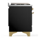 Ilve UM36FQNR3BKG Ilve Um36Fqnr3Bkg Majestic Iii 36 Inch Dual Fuel Range With 6 Black Brass Burners And Griddle, Dual Function Burner Up To 25,000 Btu (Solid Door, Glossy Black, Brass, Natural Gas)