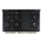 Forno FFSGS611348BLK Forno Antico 48-Inch Dual Fuel Range, Black With Antique Brass Finish, 8 Burners, 94,000 Btu, 5.5 Cu.Ft. Double Ovens & Griddle