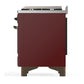 Ilve UM36FQNR3BUB Ilve Um36Fqnr3Bub Majestic Iii 36 Inch Dual Fuel Range With 6 Black Brass Burners And Griddle, Dual Function Burner Up To 25,000 Btu (Solid Door, Burgundy, Burnished, Natural Gas)