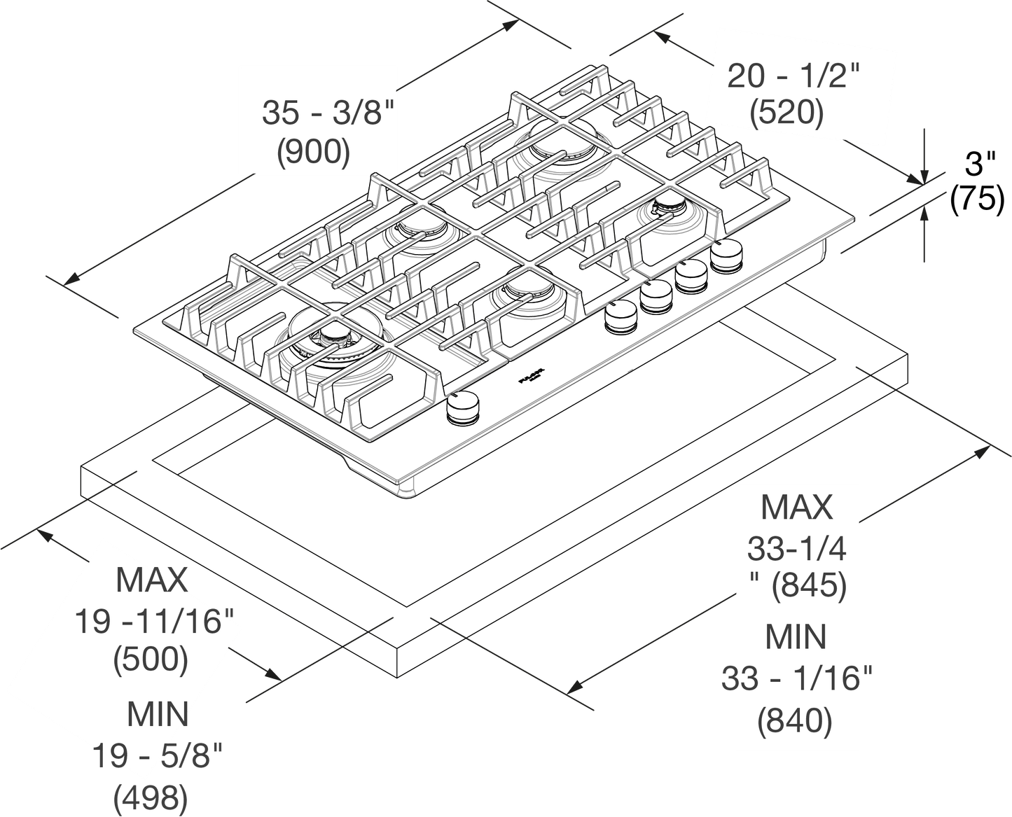 Fulgor Milano F4MEGK36MB1 36" Gas Cooktop