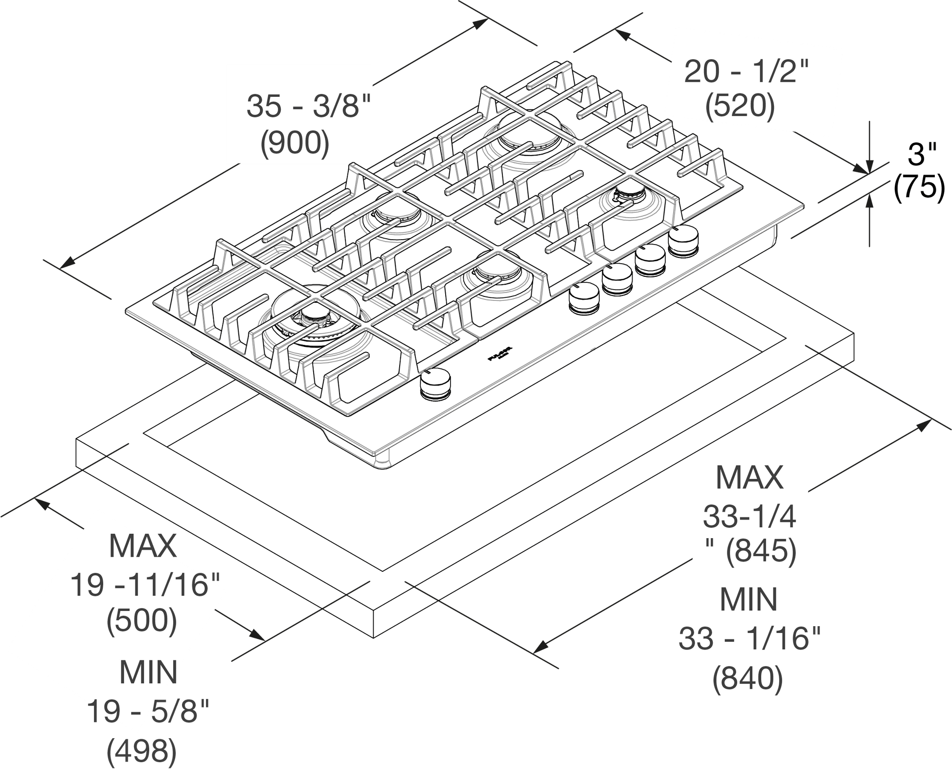 Fulgor Milano F4MEGK36MB1 36" Gas Cooktop