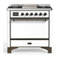 Ilve UM36FQNR3WHBLP Ilve Um36Fqnr3Whblp Majestic Iii 36 Inch Dual Fuel Range With 6 Black Brass Burners And Griddle, Dual Function Burner Up To 25,000 Btu (Solid Door, White, Burnished, Liquid Propane)