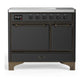 Ilve UMDIB40QNR3MGB Ilve Umdib40Qnr3Mgb Majestic Iii 40 Inch Induction Range With 6 Elements, 3.82 Cu. Ft. Total Oven Capacity (Solid Door, Graphite Matte, Burnished)