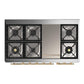 Ilve UM48FQNR3MGG Ilve Um48Fqnr3Mgg Majestic Iii 48 Inch Dual Fuel Range With 8 Burners And Griddle, Dual Function Burner Up To 25,000 Btu (Natural Gas, Solid Door, Graphite Matte, Brass)