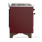 Ilve UMD40FNR3BUBLP Ilve Umd40Fnr3Bublp Majestic Iii 40 Inch Dual Fuel Range With 6 Burners And Griddle, Dual Function Burner Up To 25,000 Btu (Liquid Propane, Triple Glass Door, Burgundy, Burnished)