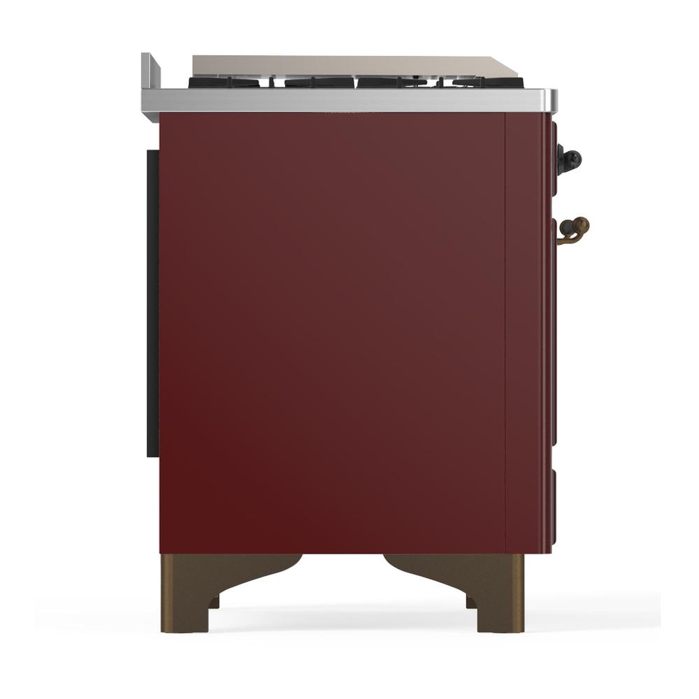Ilve UMD40FNR3BUBLP Ilve Umd40Fnr3Bublp Majestic Iii 40 Inch Dual Fuel Range With 6 Burners And Griddle, Dual Function Burner Up To 25,000 Btu (Liquid Propane, Triple Glass Door, Burgundy, Burnished)