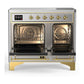 Ilve UMDIB40QNR3SSG Ilve Umdib40Qnr3Ssg Majestic Iii 40 Inch Induction Range With 6 Elements, 3.82 Cu. Ft. Total Oven Capacity (Solid Door, Stainless Steel, Brass)