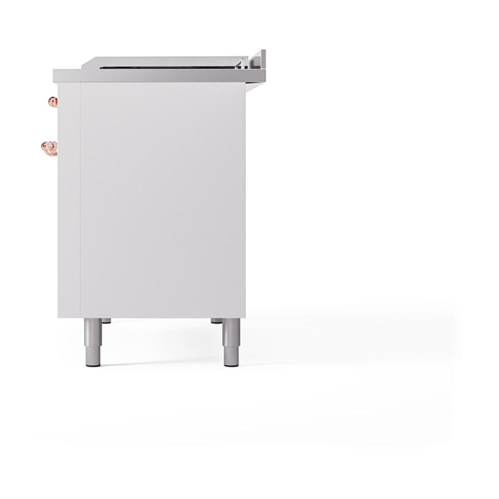 Ilve UN48FSQNMPWHPLP Ilve Un48Fsqnmpwhplp Nostalgie Ii Noblesse 48" Dual Fuel Range (5 Sealed Burners + Griddle + French Top, Liquid Propane, Solid Door, White, Copper)