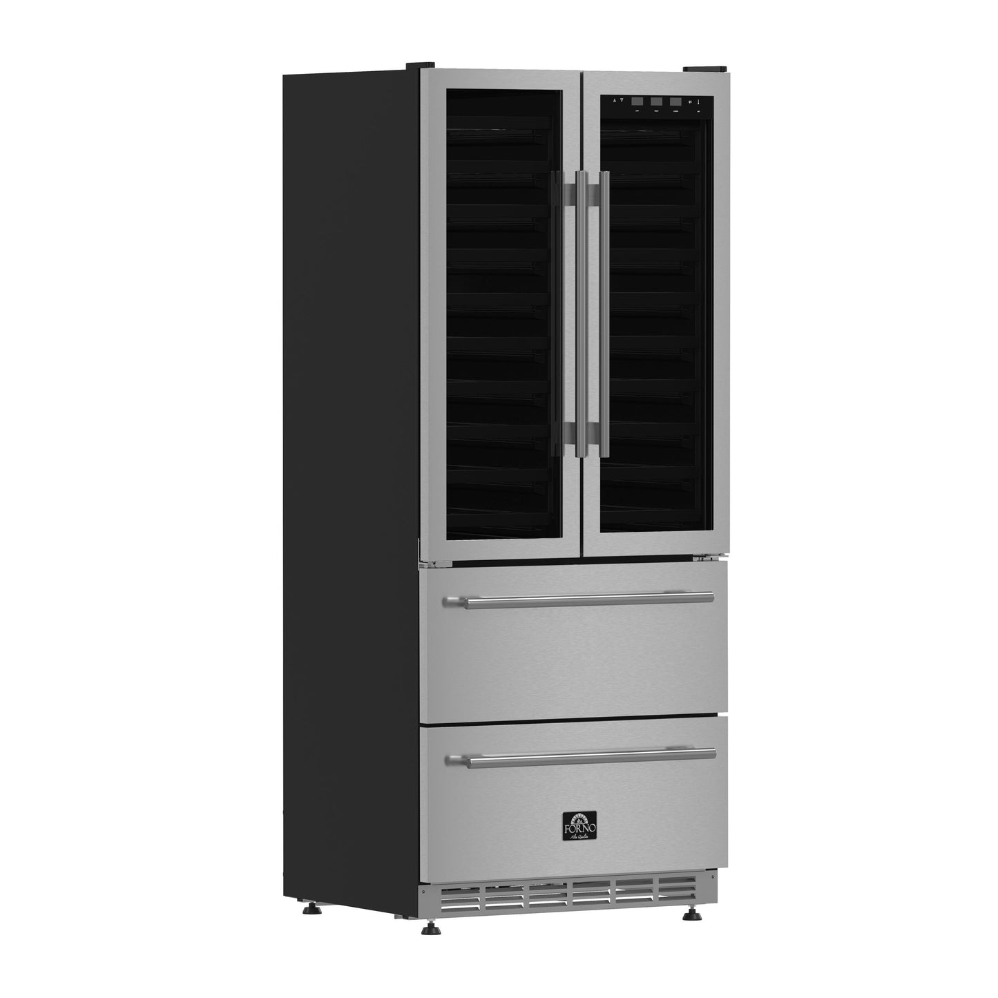 Forno FWCDR663532S Forno Campania 32-Inch Wine Cooler, Stainless Steel, Dual Wine Zones, Two Beverage Drawers, 17.7 Cu.Ft