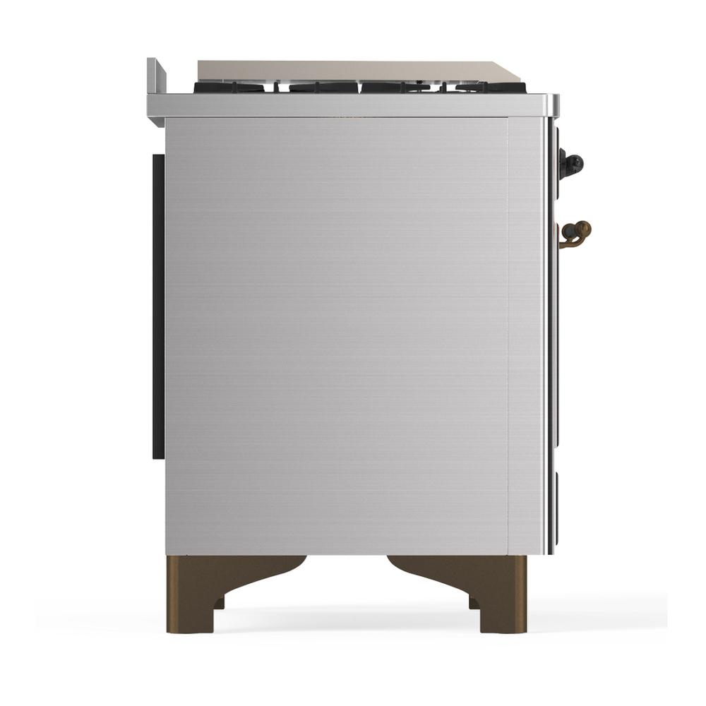 Ilve UM48FNR3SSB Ilve Um48Fnr3Ssb Majestic Iii 48 Inch Dual Fuel Range With 8 Burners And Griddle, Dual Function Burner Up To 25,000 Btu (Natural Gas, Triple Glass Door, Stainless Steel, Burnished)