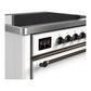 Ilve UMIB36QNR3WHB Ilve Umib36Qnr3Whb Majestic Iii 36 Inch Induction Range With 6 Elements, 3.5 Cu. Ft. Total Oven Capacity (Solid Door, White, Burnished)