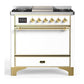 Ilve UM36FQNR3WHG Ilve Um36Fqnr3Whg Majestic Iii 36 Inch Dual Fuel Range With 6 Black Brass Burners And Griddle, Dual Function Burner Up To 25,000 Btu (Solid Door, White, Brass, Natural Gas)