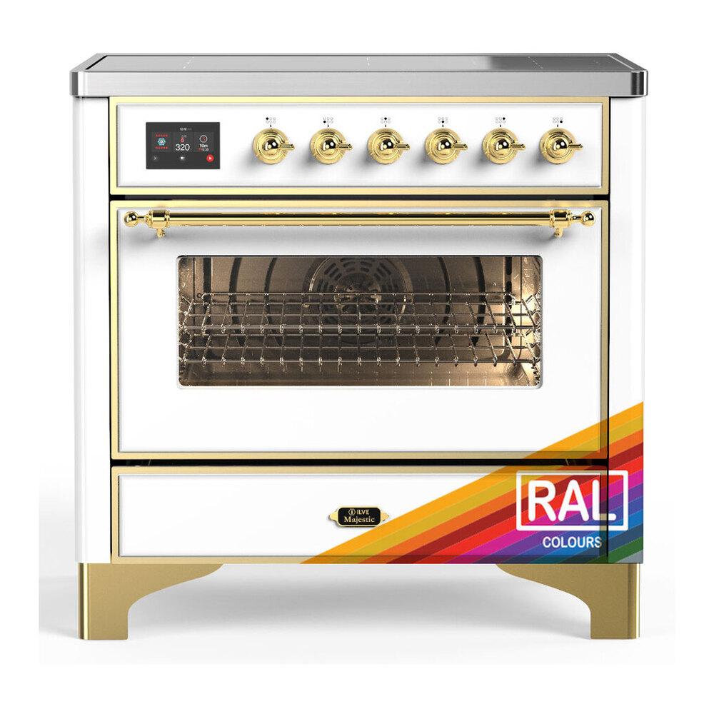 Ilve UMIB36NR3RAG Ilve Umib36Nr3Rag Majestic Iii 36 Inch Induction Range With 6 Elements, 3.5 Cu. Ft. Total Oven Capacity (Triple Glass Door, Ral, Brass)