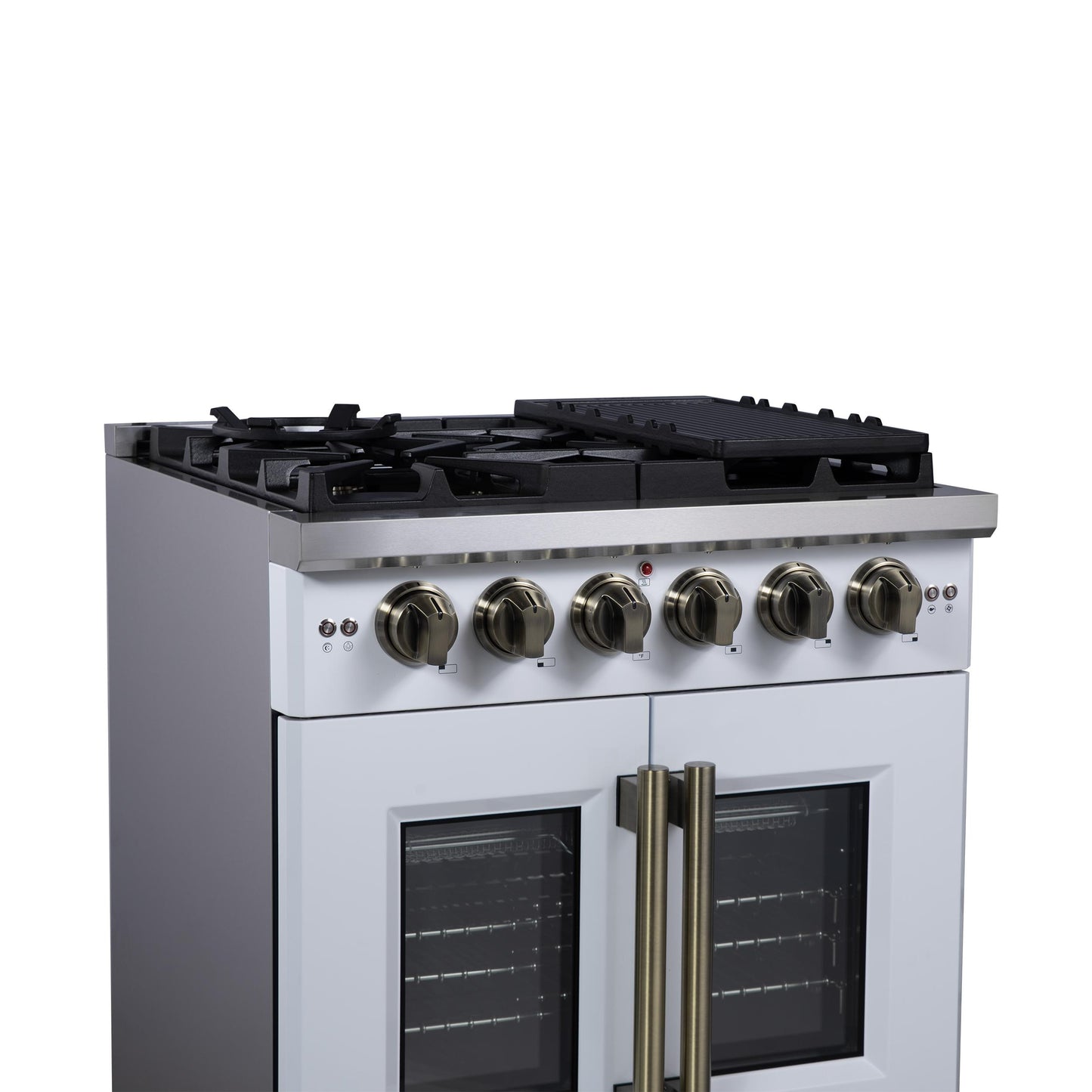 Forno FFSGS646030WHT Forno Capriasca 30-Inch White Freestanding French Door Gas Range, 4 Burners, Convection Oven, Energy Efficient