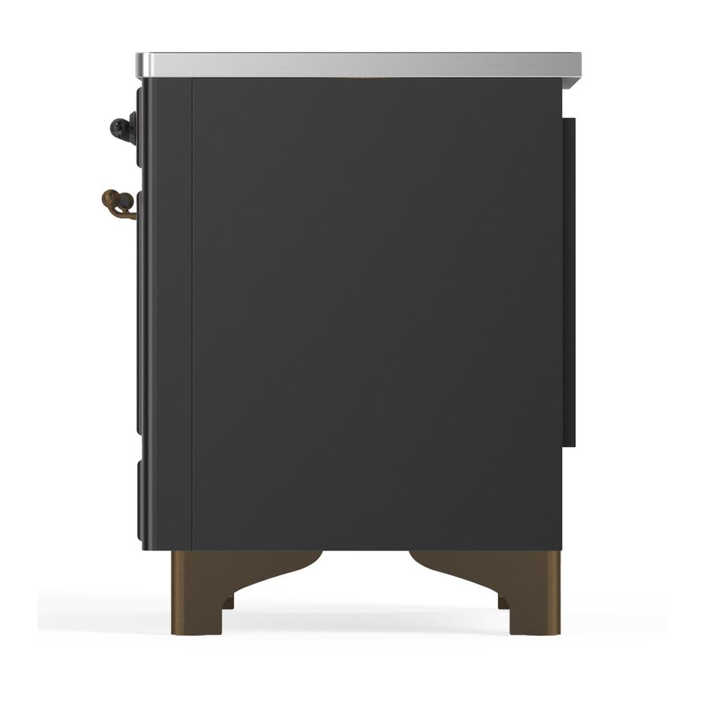 Ilve UMDIB40QNR3MGB Ilve Umdib40Qnr3Mgb Majestic Iii 40 Inch Induction Range With 6 Elements, 3.82 Cu. Ft. Total Oven Capacity (Solid Door, Graphite Matte, Burnished)