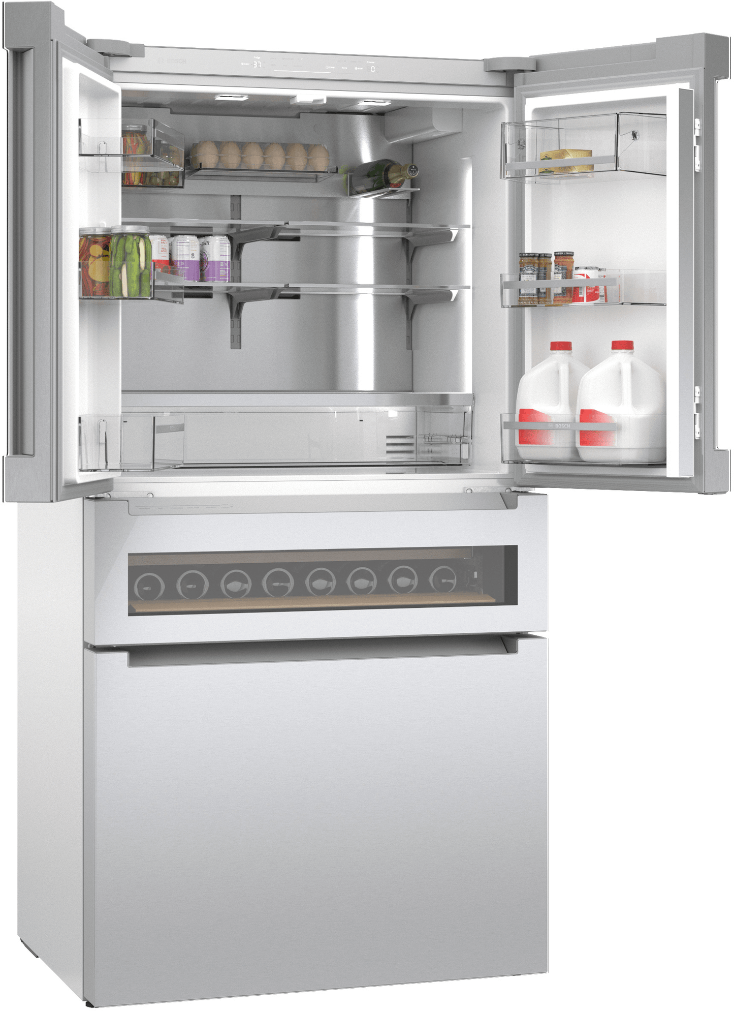 Bosch B36CL84ENG 800 Series, French Door Bottom Mount Refrigerator, Glass Door, 36'', Stainless Steel