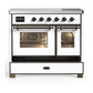 Ilve UMDIB40NR3WHB Ilve Umdib40Nr3Whb Majestic Iii 40 Inch Induction Range With 6 Elements, 3.82 Cu. Ft. Total Oven Capacity (Triple Glass Door, White, Burnished)