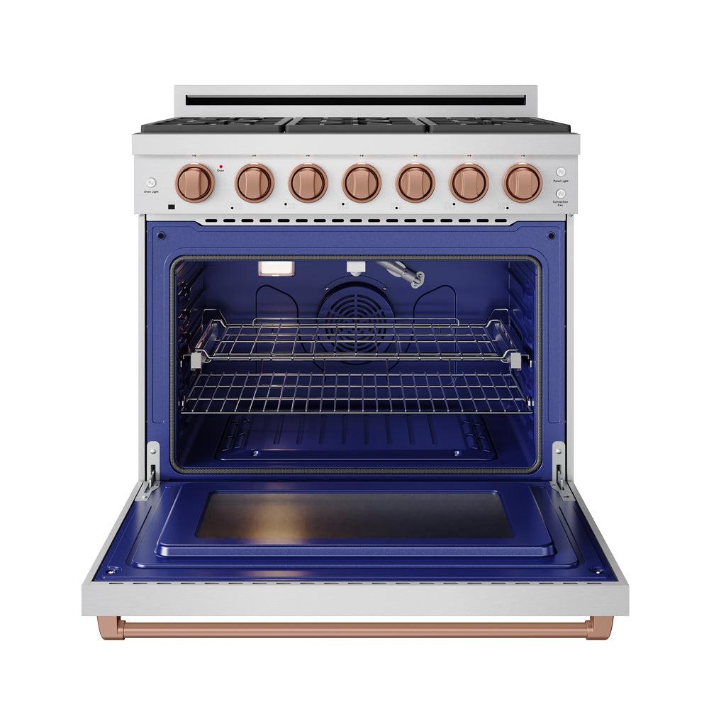 Thor Kitchen RSG36PLPRSG 36 Inch Professional Liquid Propane Range With Precision Knob In Stainless Steel And Rose Gold Gordon Ramsay Series