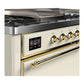 Ilve UM60FSQNR3AWG Ilve Um60Fsqnr3Awg Majestic Iii 60 Inch Dual Fuel Range With 7 Burners, Griddle And French Top, Dual Function Burner With Up To 25,000 Btu (Natural Gas, Solid Door, Antique White, Brass)