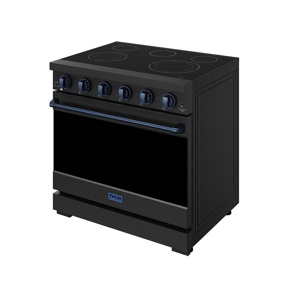 Thor Kitchen RSE36PBBLU 36 Inch Professional Electric Range In Black/Blue Gordon Ramsay Series