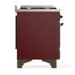 Ilve UM36FQNR3BUB Ilve Um36Fqnr3Bub Majestic Iii 36 Inch Dual Fuel Range With 6 Black Brass Burners And Griddle, Dual Function Burner Up To 25,000 Btu (Solid Door, Burgundy, Burnished, Natural Gas)
