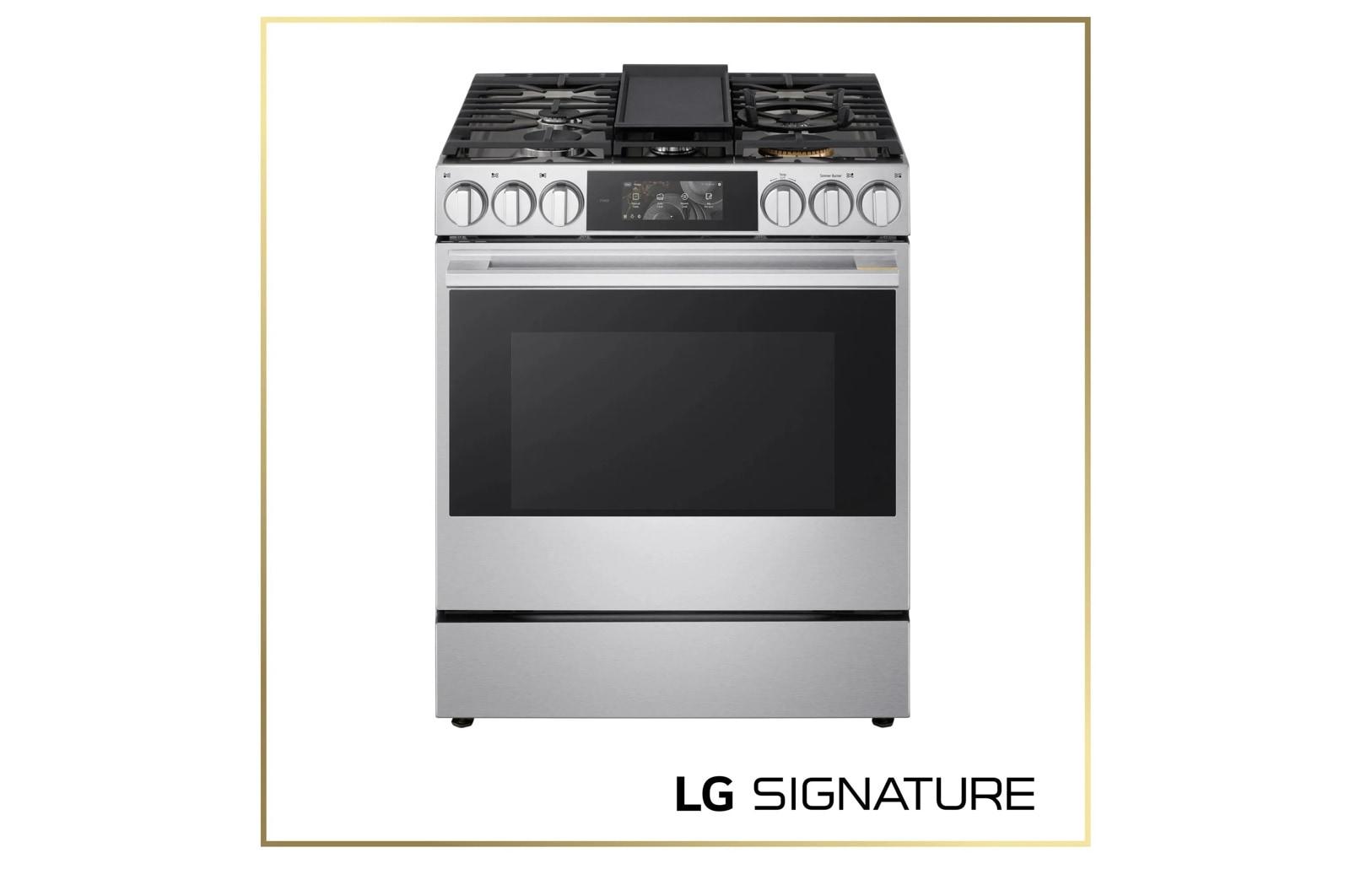 Lg LSGU6339X Lg Signature 6.3 Cu. Ft. Smart Gas Slide-In Range With Dynamic Probake Convection®, Air Fry, Air Sous Vide, Pizza Mode And Ai Gourmet Camera