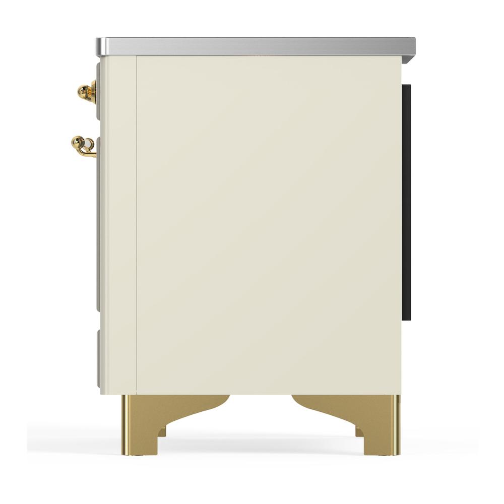 Ilve UMDIB40QNR3AWG Ilve Umdib40Qnr3Awg Majestic Iii 40 Inch Induction Range With 6 Elements, 3.82 Cu. Ft. Total Oven Capacity (Solid Door, Antique White, Brass)