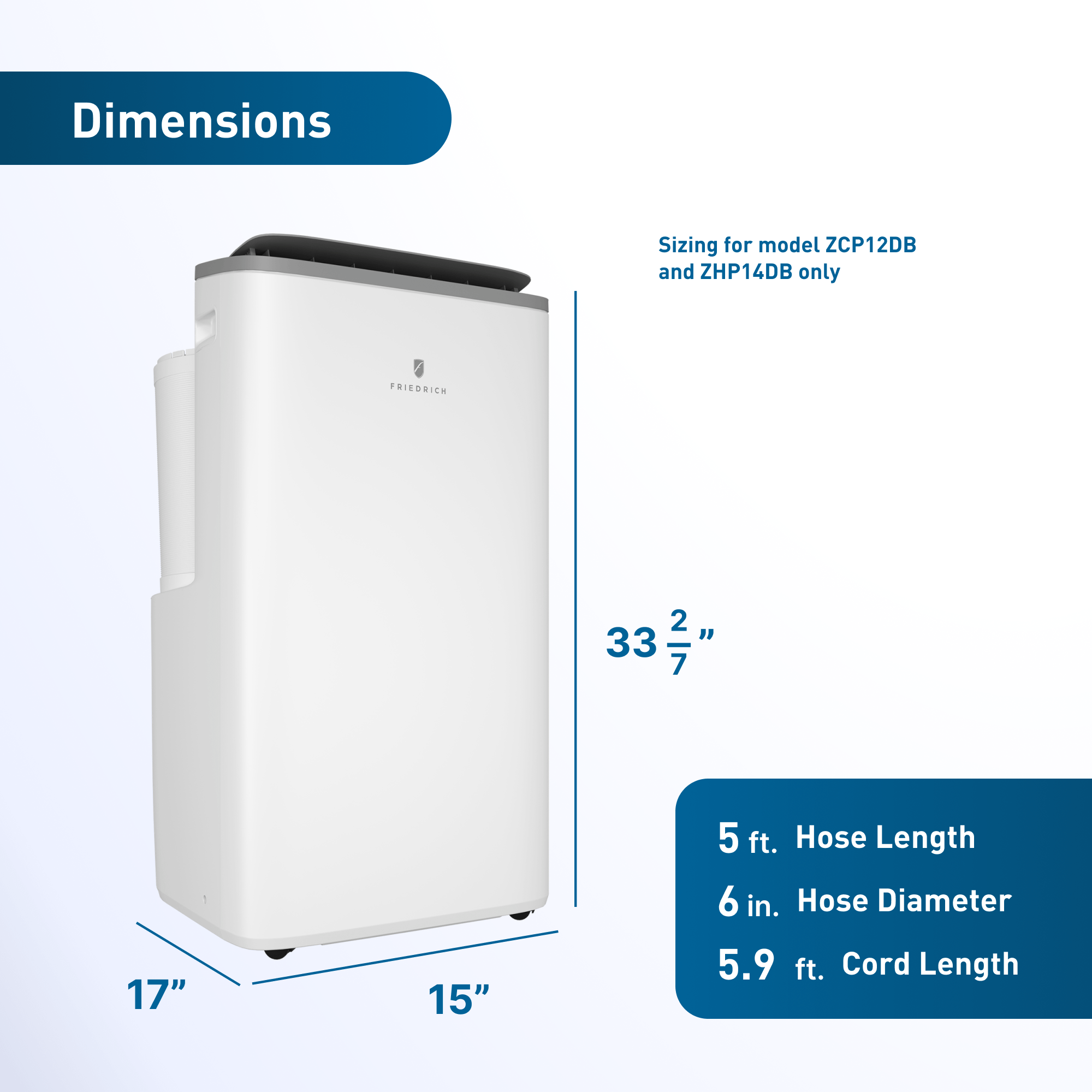 Friedrich Zoneaire Premier Inverter Dual-Hose Portable Air Conditioner With Heat Pump - Thumbnail 3
