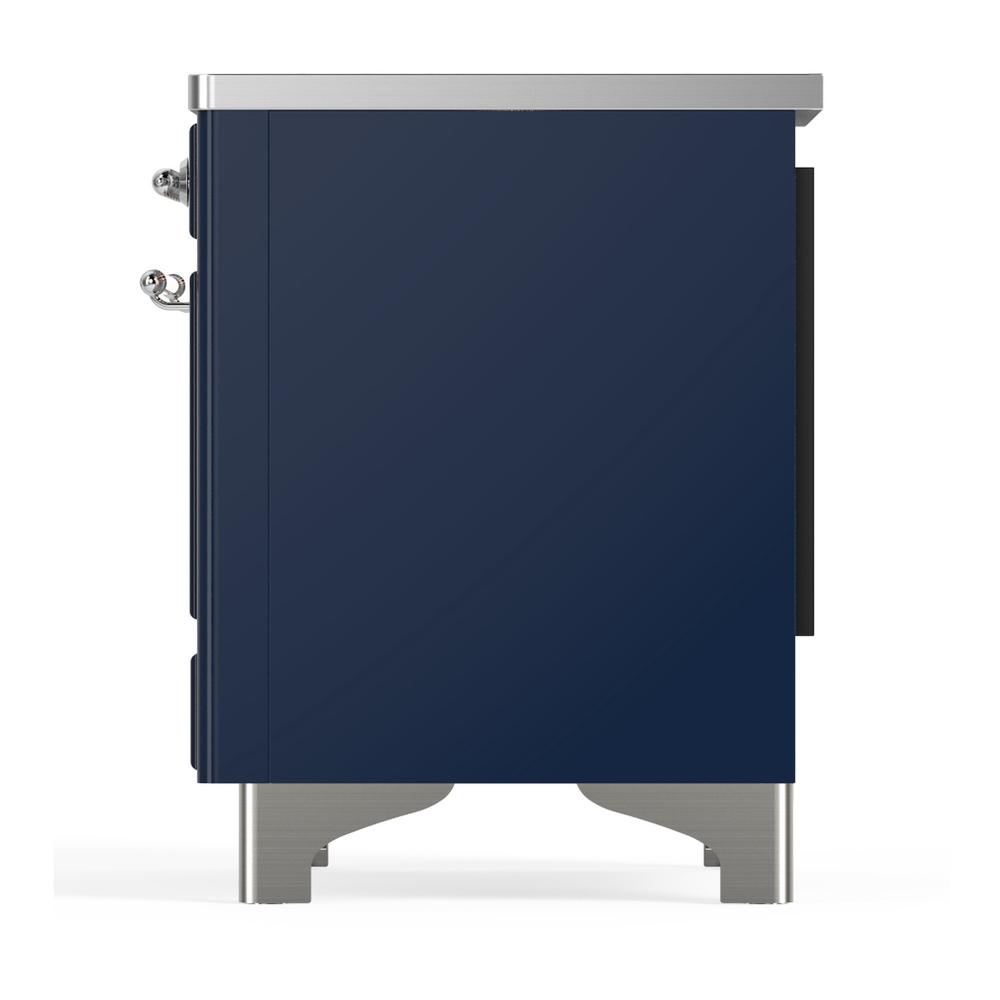 Ilve UMDIB40QNR3MBC Ilve Umdib40Qnr3Mbc Majestic Iii 40 Inch Induction Range With 6 Elements, 3.82 Cu. Ft. Total Oven Capacity (Solid Door, Midnight Blue, Chrome)
