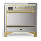 Ilve UMIB36QNR3SSG Ilve Umib36Qnr3Ssg Majestic Iii 36 Inch Induction Range With 6 Elements, 3.5 Cu. Ft. Total Oven Capacity (Solid Door, Stainless Steel, Brass)