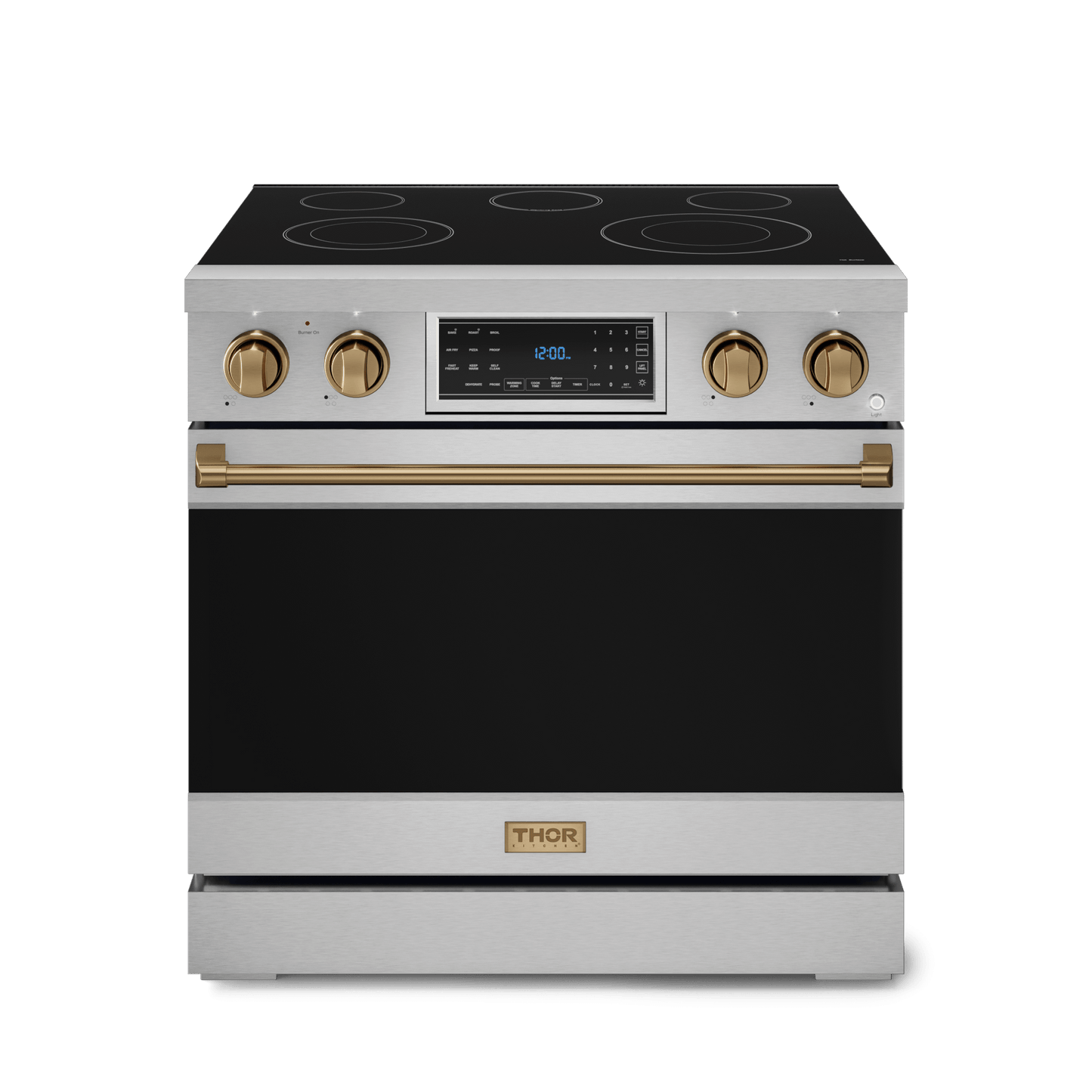 Thor Kitchen RSE36BRZ 36 Inch Professional Electric Range With Tilt Panel Touch Control In Stainless Steel/Bronze Gordon Ramsay Series - Rse36-Brz