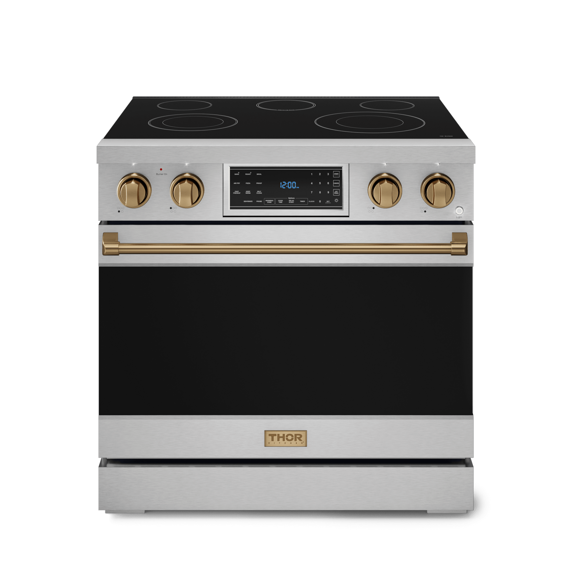 Thor Kitchen RSE36BRZ 36 Inch Professional Electric Range With Tilt Panel Touch Control In Stainless Steel/Bronze Gordon Ramsay Series - Rse36-Brz