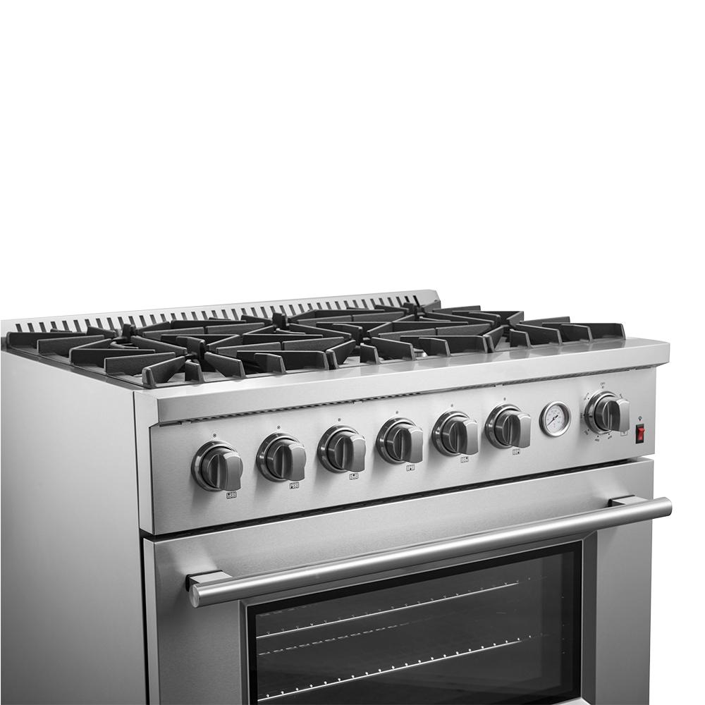 Forno FFSGS627736 Marco 36-Inch Gas Range Stainless Steel, 6 Burners 67,000 Btu, 5.36 Cu.Ft. Convection Oven