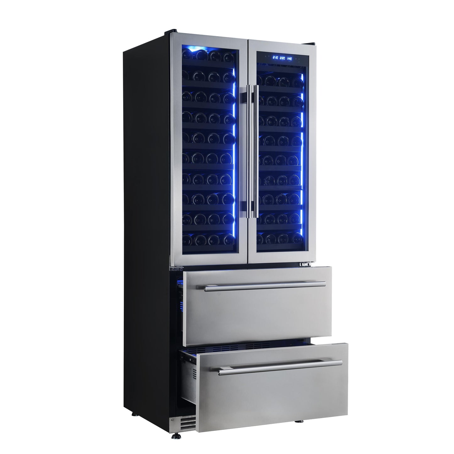 Forno FWCDR663532S Forno Campania 32-Inch Wine Cooler, Stainless Steel, Dual Wine Zones, Two Beverage Drawers, 17.7 Cu.Ft