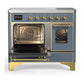 Ilve UMDIB40NR3BGG Ilve Umdib40Nr3Bgg Majestic Iii 40 Inch Induction Range With 6 Elements, 3.82 Cu. Ft. Total Oven Capacity (Triple Glass Door, Blue Grey, Brass)