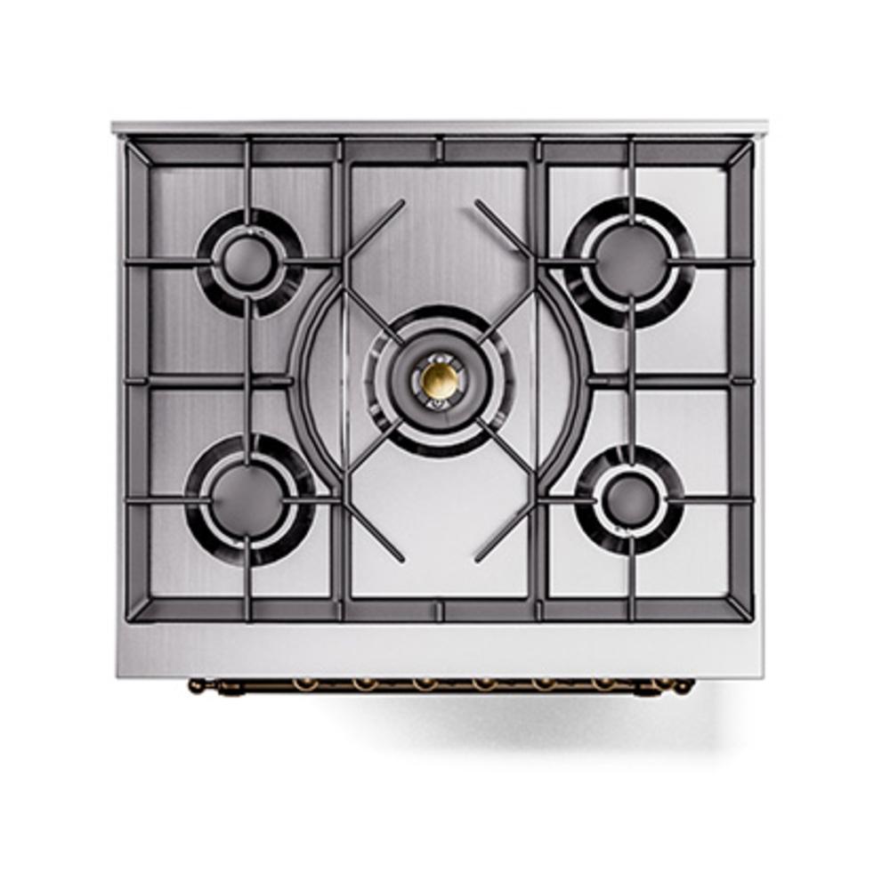 Ilve UN30QNMPMGBLP Ilve Un30Qnmpmgblp Nostalgie Ii Noblesse 30" Dual Fuel Range (Liquid Propane, Solid Door, Graphite Matte, Burnished)