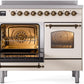 Ilve UPDI406NMPAWB Nostalgie Ii 40 Inch Electric Freestanding Range In Antique White With Bronze Trim