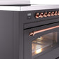 Ilve UPI366NMPMGP Nostalgie Ii 36 Inch Electric Freestanding Range In Matte Graphite With Copper Trim