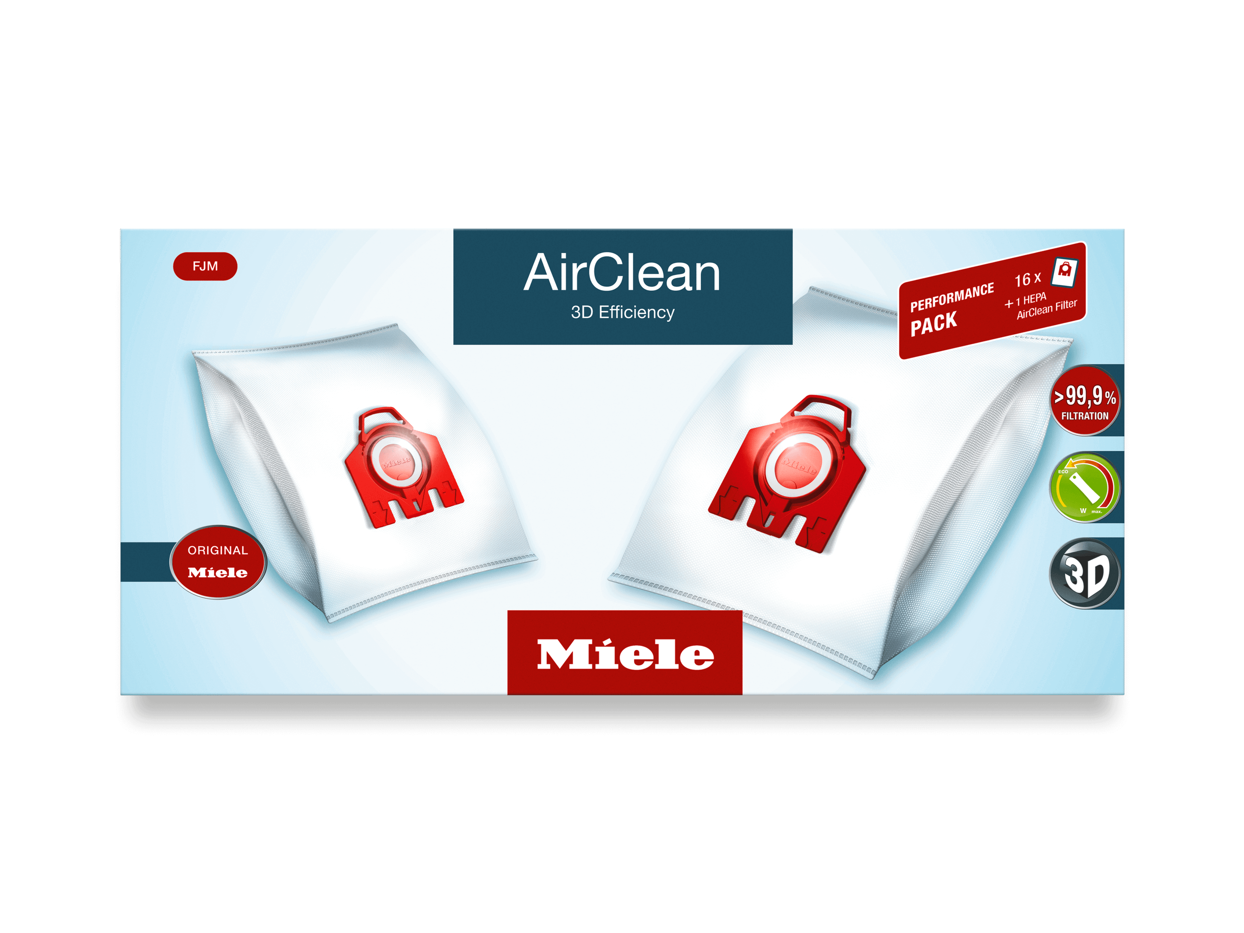 Miele FJMHA50PERFORMANCEAIRCLEAN3D Performance Pack Airclean 3D Efficiency Fjm - 16 Dustbags And 1 Hepa Airclean Filter At A Discount Price