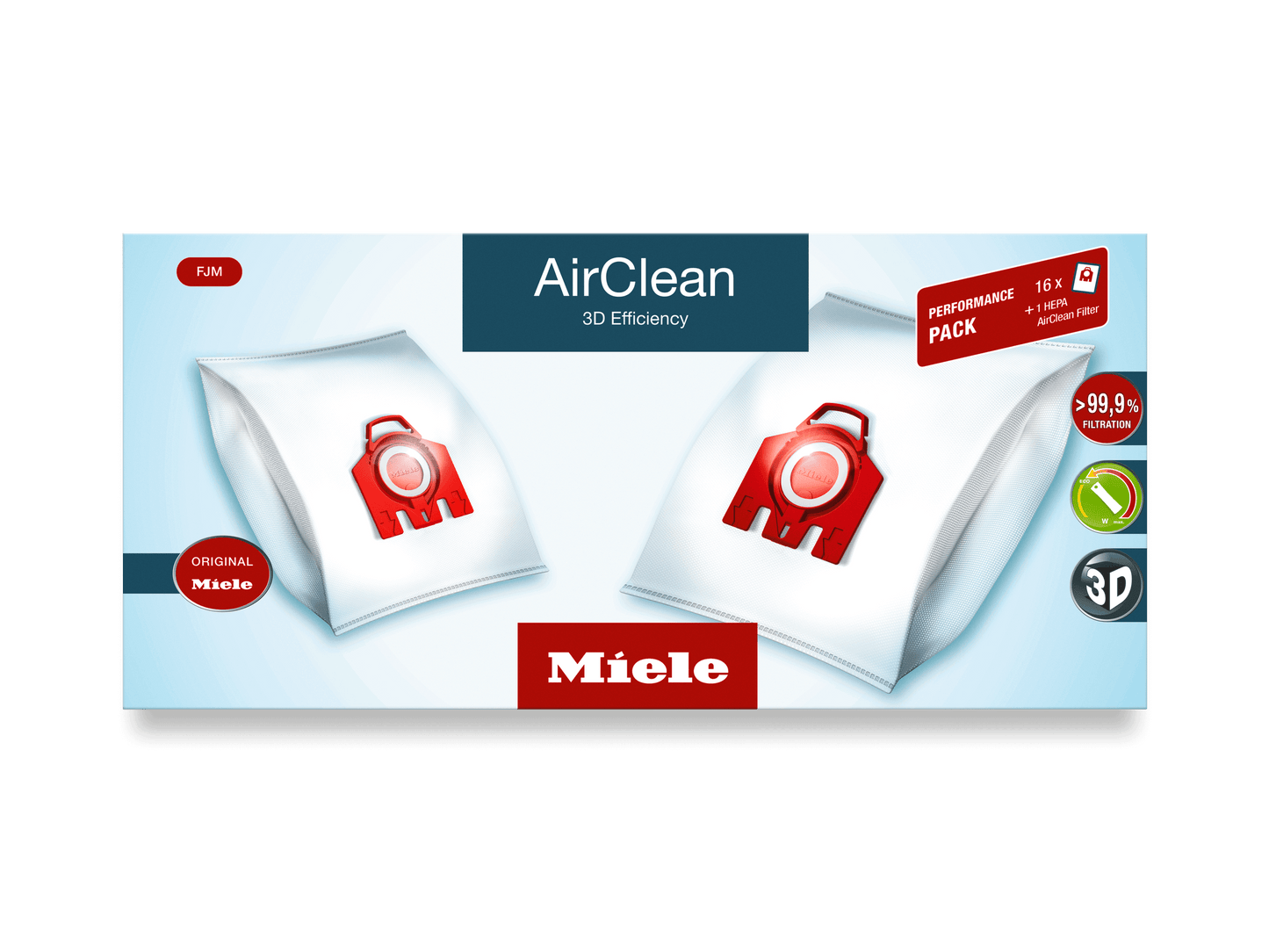 Miele FJMHA50PERFORMANCEAIRCLEAN3D Performance Pack Airclean 3D Efficiency Fjm - 16 Dustbags And 1 Hepa Airclean Filter At A Discount Price