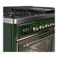 Ilve UM48FNR3EGP Ilve Um48Fnr3Egp Majestic Iii 48 Inch Dual Fuel Range With 8 Burners And Griddle, Dual Function Burner Up To 25,000 Btu (Natural Gas, Triple Glass Door, Emerald Green, Copper)
