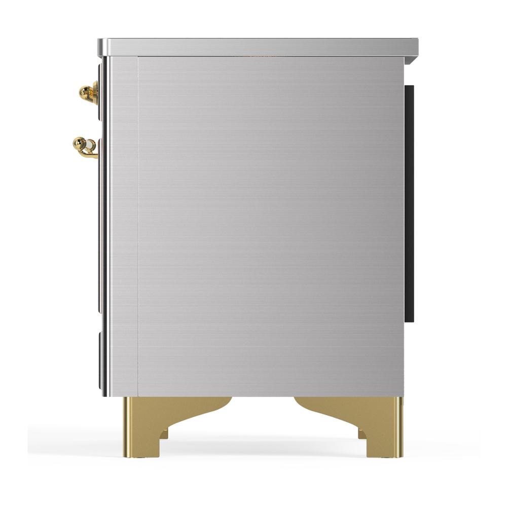 Ilve UMDIB40QNR3SSG Ilve Umdib40Qnr3Ssg Majestic Iii 40 Inch Induction Range With 6 Elements, 3.82 Cu. Ft. Total Oven Capacity (Solid Door, Stainless Steel, Brass)