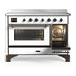 Ilve UMIB48NR3WHB Ilve Umib48Nr3Whb Majestic Iii 48 Inch Induction Range With 6 Elements, 5.02 Cu. Ft. Total Oven Capacity (Triple Glass Door, White, Burnished)