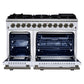 Forno FFSGS612548WHT Forno Massimo 48 Inch Freestanding Dual Fuel Range In White With Antique Brass Accessories, 8 Burners, 6.58 Cu. Ft. Convection Oven