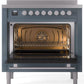 Ilve UPI366WMPBG Professional Plus Ii 36 Inch Electric Freestanding Range In Blue Grey With Trim