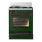 Ilve UM30NR3EGBLP Ilve Um30Nr3Egblp Majestic Iii 30 Inch Dual Fuel Range With 5 Black Brass Burners, Dual Function Burner Up To 25,000 Btu (Liquid Propane, Triple Glass Door, Emerald Green, Burnished)