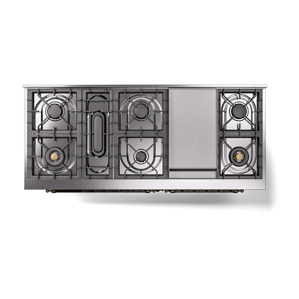 Ilve UN60FNMPMGBLP Ilve Un60Fnmpmgblp Nostalgie Ii Noblesse 60" Dual Fuel Range (9 Sealed Burners + Griddle, Liquid Propane, Triple Glass Door, Graphite Matte, Burnished)