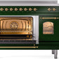 Ilve UPI486NMPEGG Nostalgie Ii 48 Inch Electric Freestanding Range In Emerald Green With Brass Trim