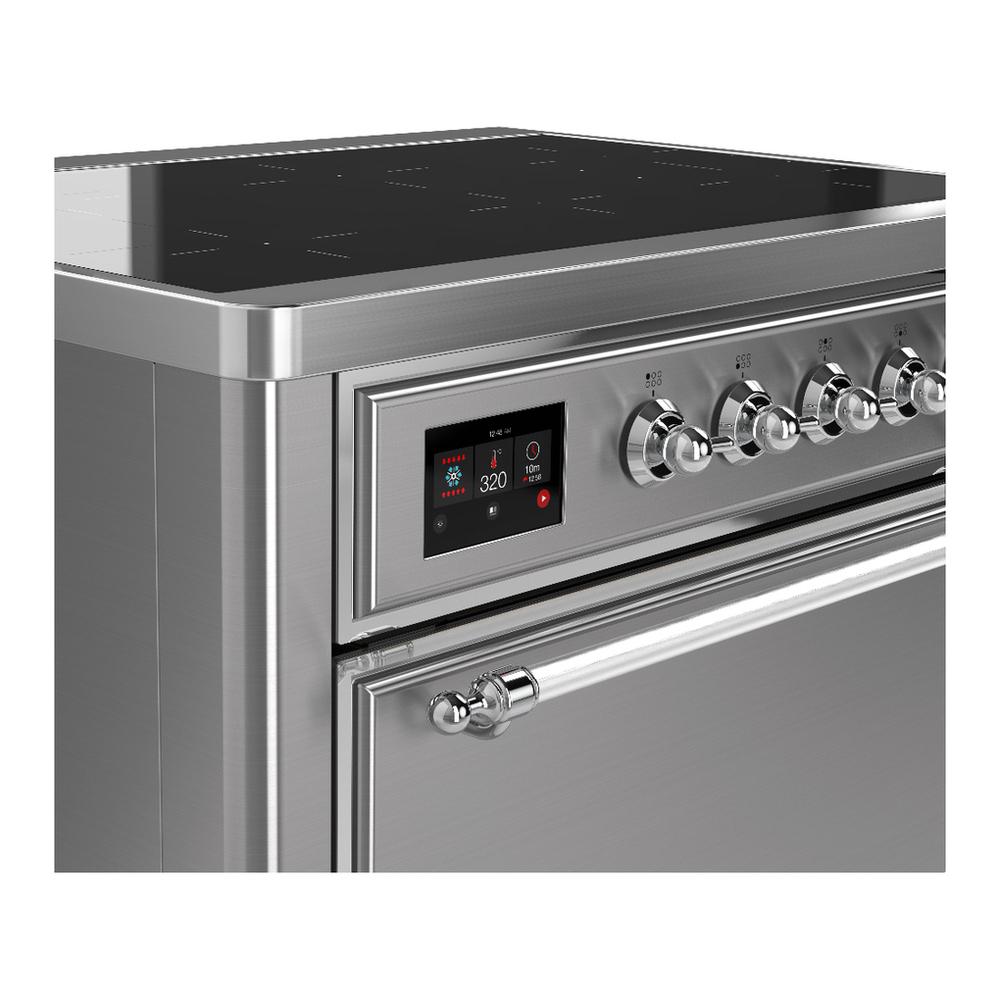 Ilve UMIB36QNR3SSC Ilve Umib36Qnr3Ssc Majestic Iii 36 Inch Induction Range With 6 Elements, 3.5 Cu. Ft. Total Oven Capacity (Solid Door, Stainless Steel, Chrome)